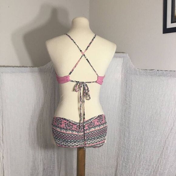 XHILARATION Crochet/Print Two Piece Bikini Size M - Picture 4 of 6